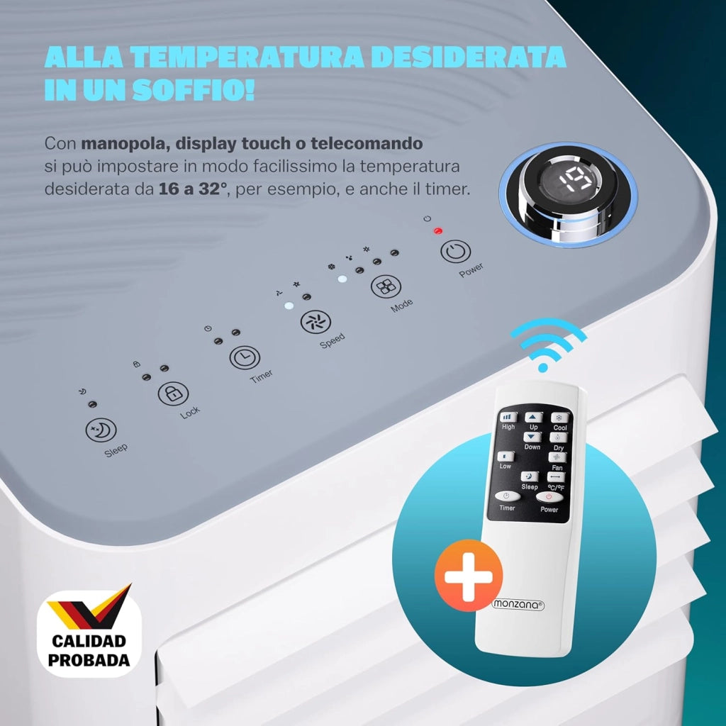 ® Condizionatore d'Aria Mobile 7000BTU 3in1 750W Timer Telecomando Deumidificatore Climatizzatore Raffreddatore