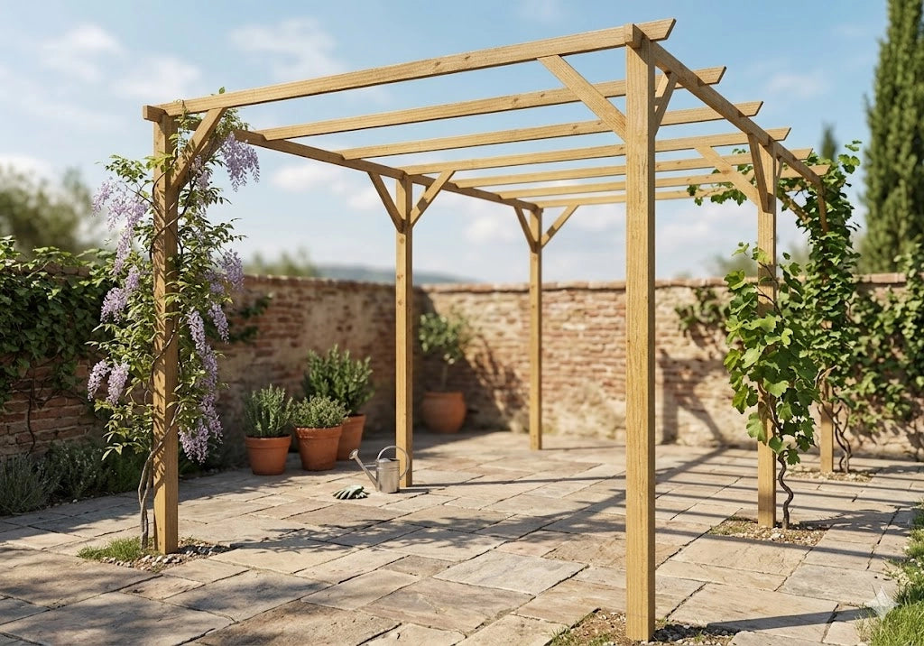 PERGOLA h300x500 cm CON STRUTTURA IN LEGNO PER GIARDINO ED ESTERNI