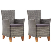 Sedie da Giardino 2 pz con Cuscini in Polyrattan Grigio cod mxl 55307