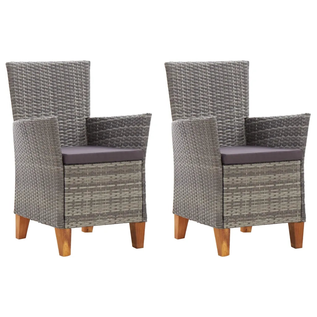 Sedie da Giardino 2 pz con Cuscini in Polyrattan Grigio cod mxl 55307