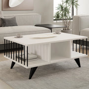 Dogliani, Tavolino da Salotto con Piedini, 90x60x40h cm Bianco