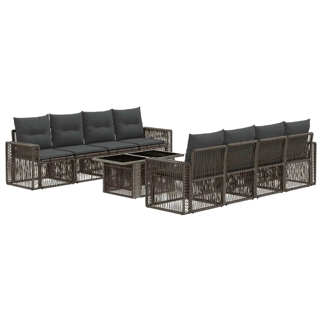 Set Divano da Giardino 9 pz Grigio e Grigio Scuro polyrattan 3436760