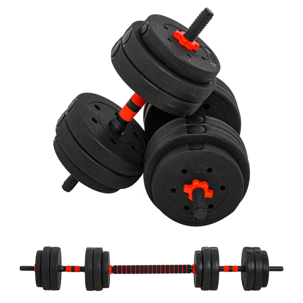 EasyComfort Set 2 Manubri Convertibili in Bilanciere, 25kg Totali con 12 Dischi Pesi Acciaio e Plastica Allenamento a Casa