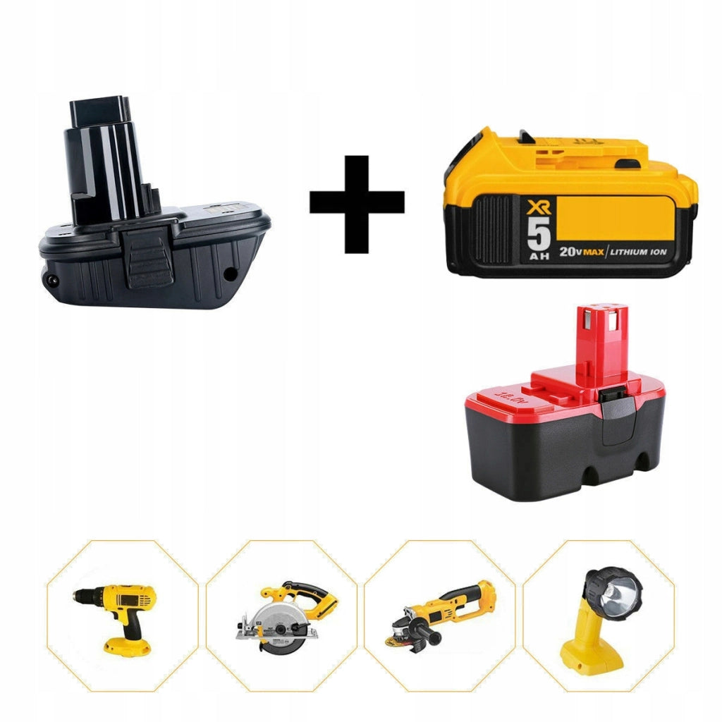 Adattatore per Batteria Dewalt DCA1820 – Compatibile con Utensili 18V NiCad/NiMh e Batterie 20V Li-Ion
