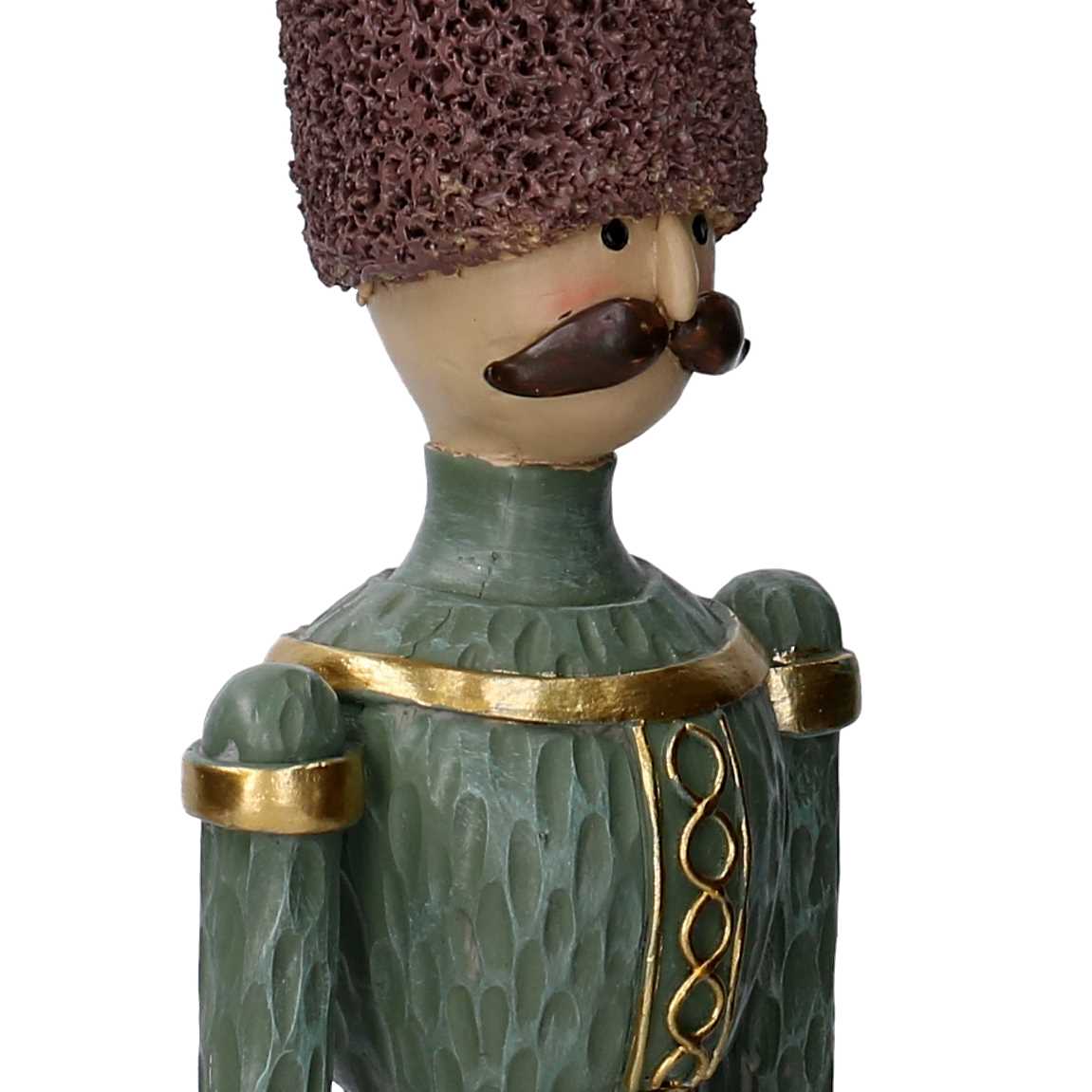 Soldatino Schiaccianoci in resina verde e vinaccia cm 11x10xh41