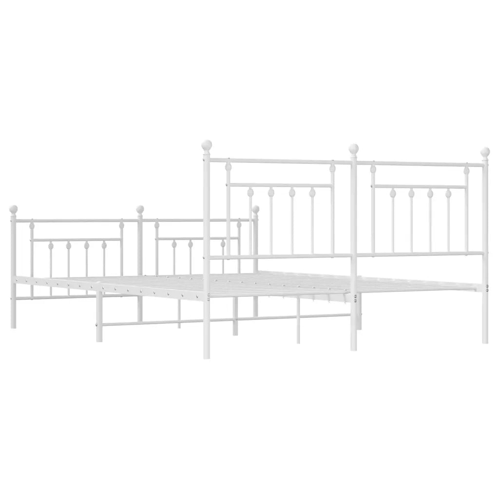 Giroletto con Testiera e Pediera-Struttura Letto Metallo Bianco 183x213 cm 389583