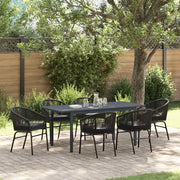 Set da Pranzo per Giardino 7 pcs Nero polyrattan 3378824