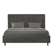 BS COM Letto una piazza e mezza senza rete imbottito 130x190 microfibra grigio
