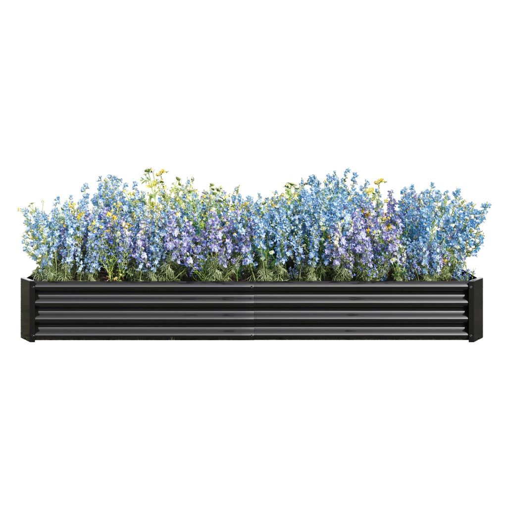 Fioriera rialzata in metallo 232 x 113,5 x 30 cm nera