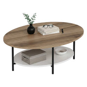 Subiaco, Tavolino da Salotto Forma Ovale, 60x90x36h cm Bianco Quercia