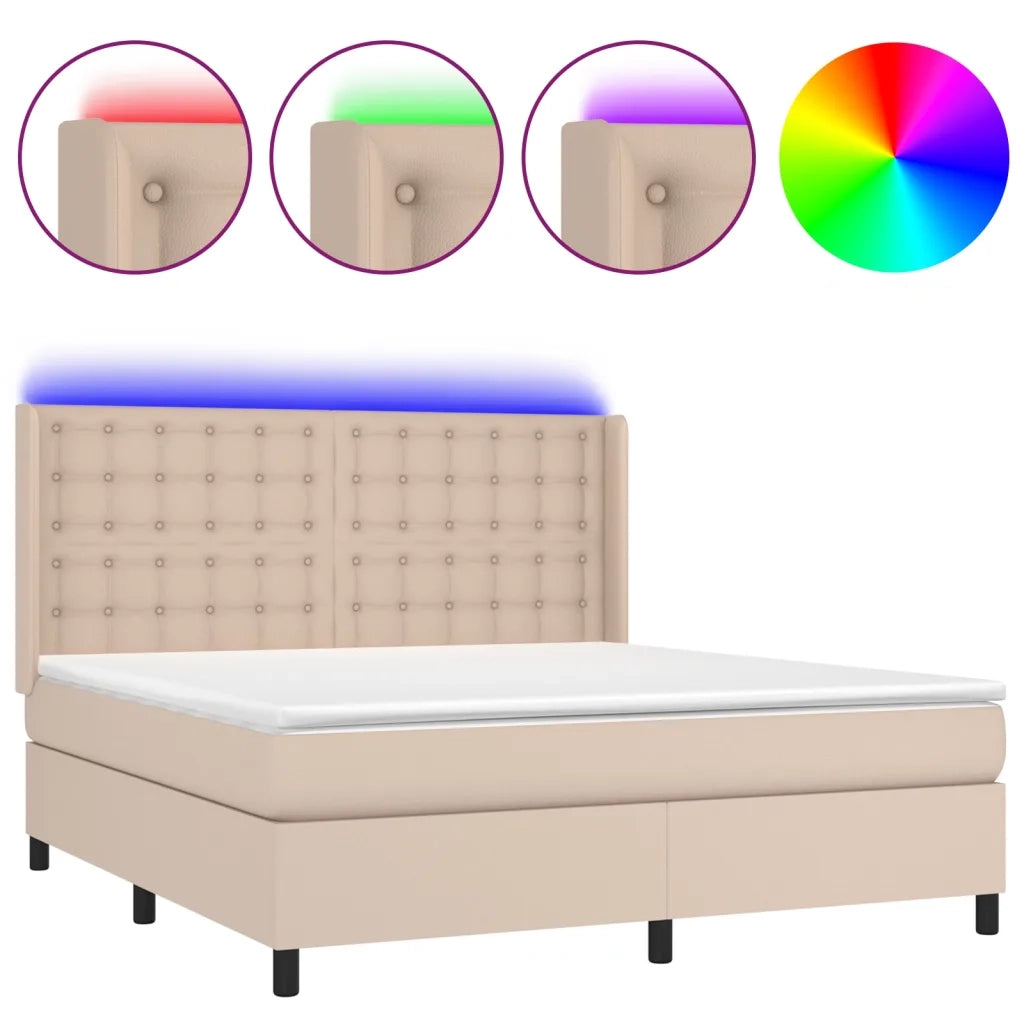 Giroletto Molle Materasso e LED Cappuccino 160x200cm Similpelle cod mxl 62922