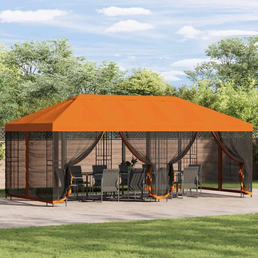 Gazebo con pareti laterali 6 x 3 m Arancione