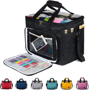 Borsa di stoccaggio per fili, larga per la conservazione dei fili per cucire, fili per intrecciare, set di aghi per cucire (fino a 14") (nero)