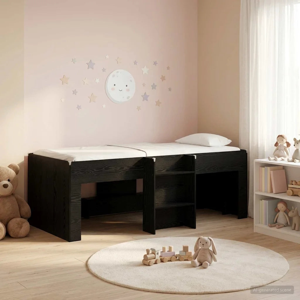 Letto Alto per Bambini | Letto Infantile | Lettino 2 pcs Rovere Nero 90 x 200 cm