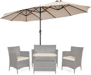 Ombrellone doppio, rettangolare, con manovella e protezione UV, grande ombrellone da balcone impermeabile, ombrellone da giardino, ideale per piscina, mercato, 460 x 260 x 240 cm