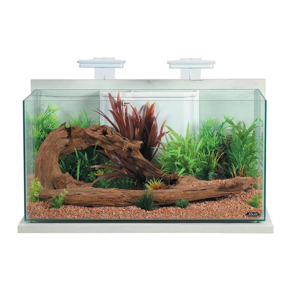 Zolux Idro 60 - acquario 60L cm63x35x41,5h con filtro interno e plafoniera LED Colore: Ceruse Bianco