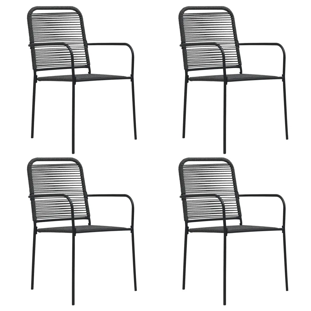 Set da Pranzo da Giardino 5 pz Nero in Vetro e Acciaio cod mxl 43599