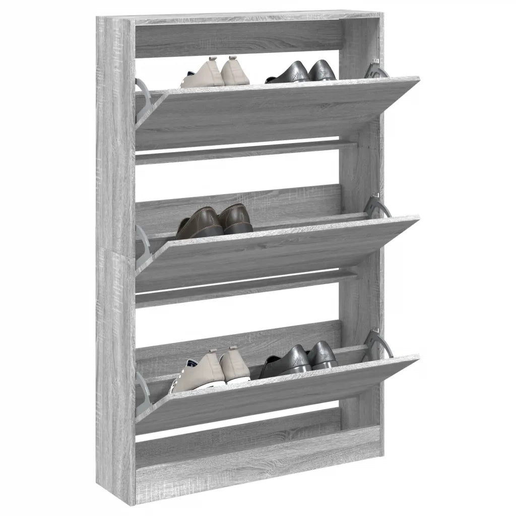 Scarpiera-Scaffale per scarpe Grigio Sonoma 80x21x125,5 cm in Legno Multistrato