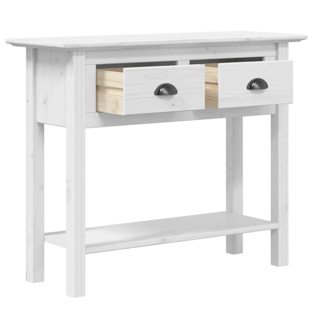 Tavolo Consolle BODO 91x35x74 cm Legno Massello Pino Bianco 355071