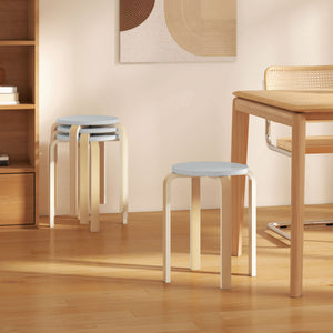 Set 4 Sgabelli Rotondi e Impilabili Ø40x45 cm in Legno Grigio