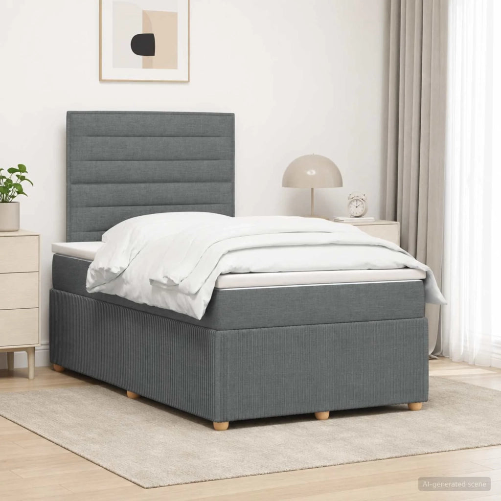 Letto Box Spring LED con Materasso Grigio Scuro 120 x 200 cm 3455826