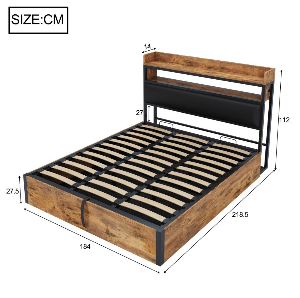 Letto matrimoniale 180x200 con contenitore idraulico e USB