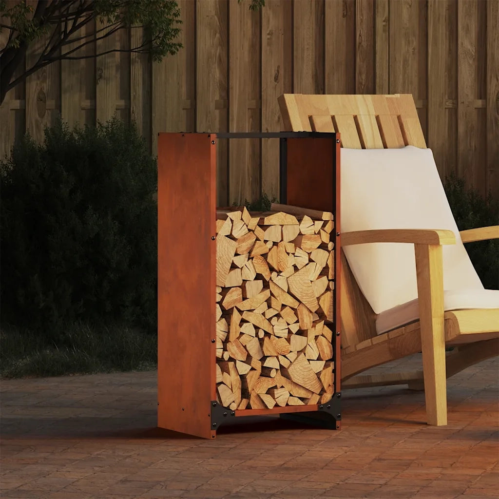 Rastrelliera per Legna da Ardere 40x30x80 cm in Acciaio Corten 864236