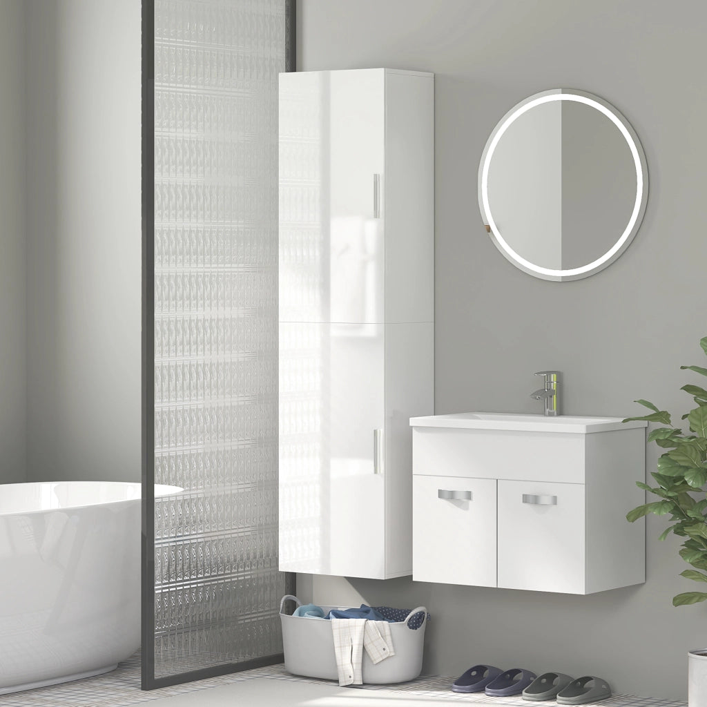Colonna Bagno Sospesa con Ripiani Regolabili e 2 Ante ¨C Zephmum ¨C 40x30x160 cm Bianco