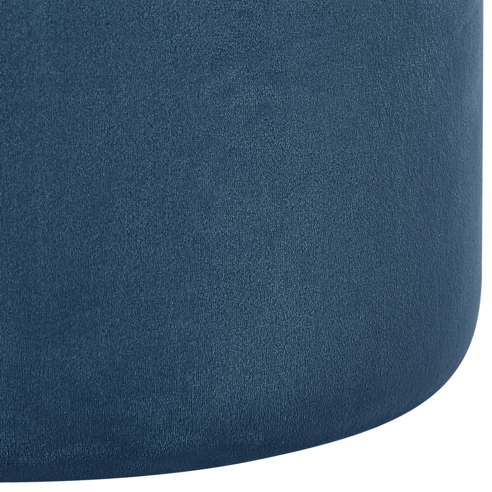 Set di 2 pouf portaoggetti in poliestere azzurro con rivestimento in velluto e poggiapiedi stile glam