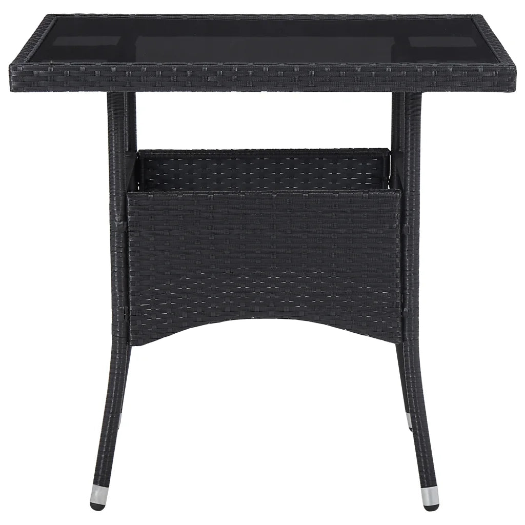 Set Mobili da Pranzo per Giardino 5 pz | Set Salotto da Giardino Nero Polyrattan e Vetro