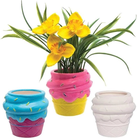 Igiene per vasi ceramici - Set da 3 pezzi - Pacchetto di attività per bambini - Decorare vasi per piante - Artigianato ceramico
