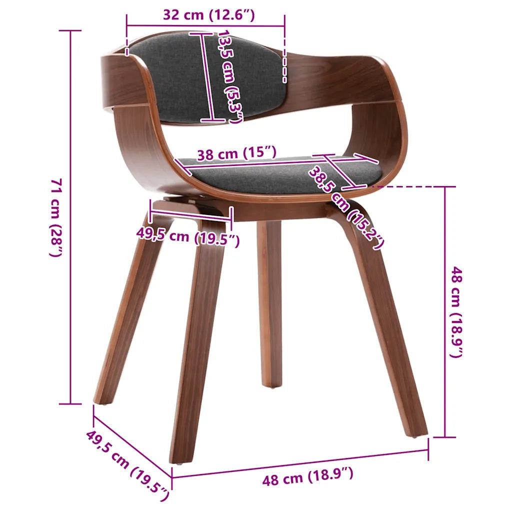 Sedie da Pranzo 2 pz Grigie in Legno Piegato e Tessuto Grigio 287389