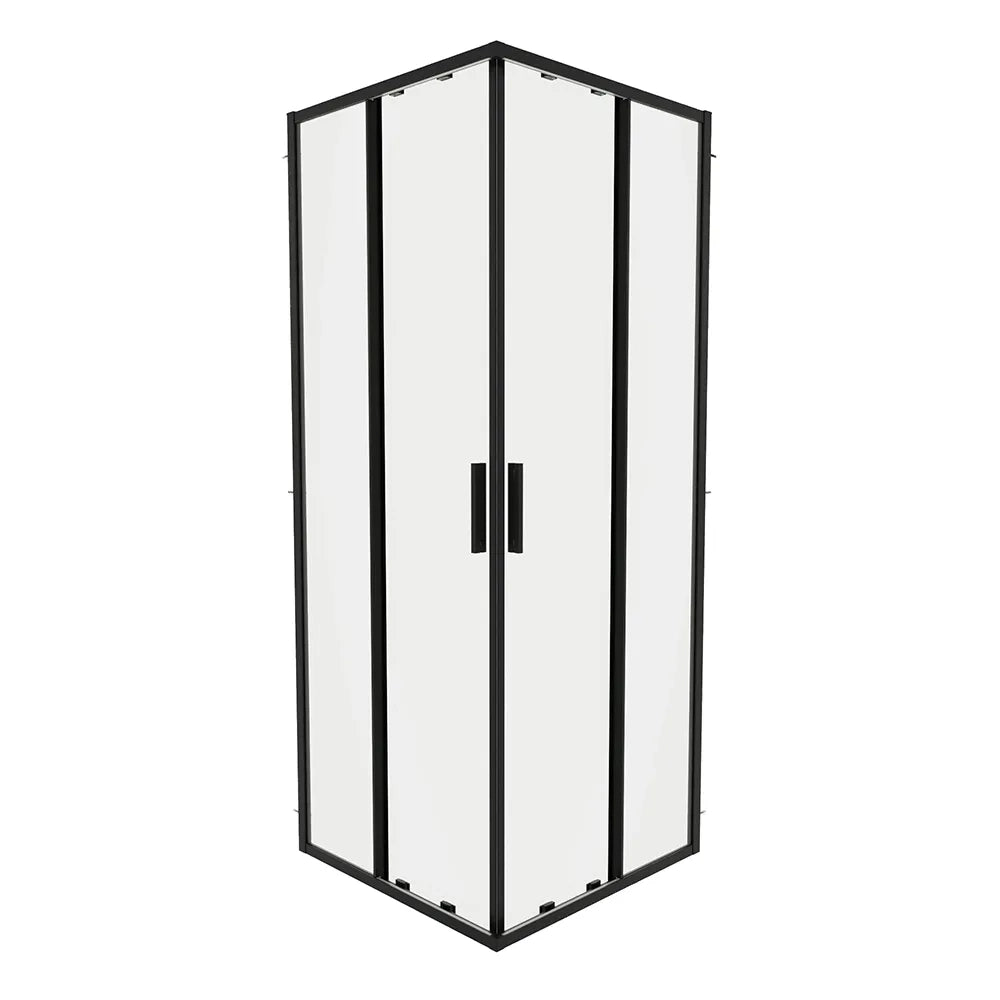 Box doccia angolare 70x90cm con profili nero opaco slim vetro 6mm trasparente h190 | Portofino