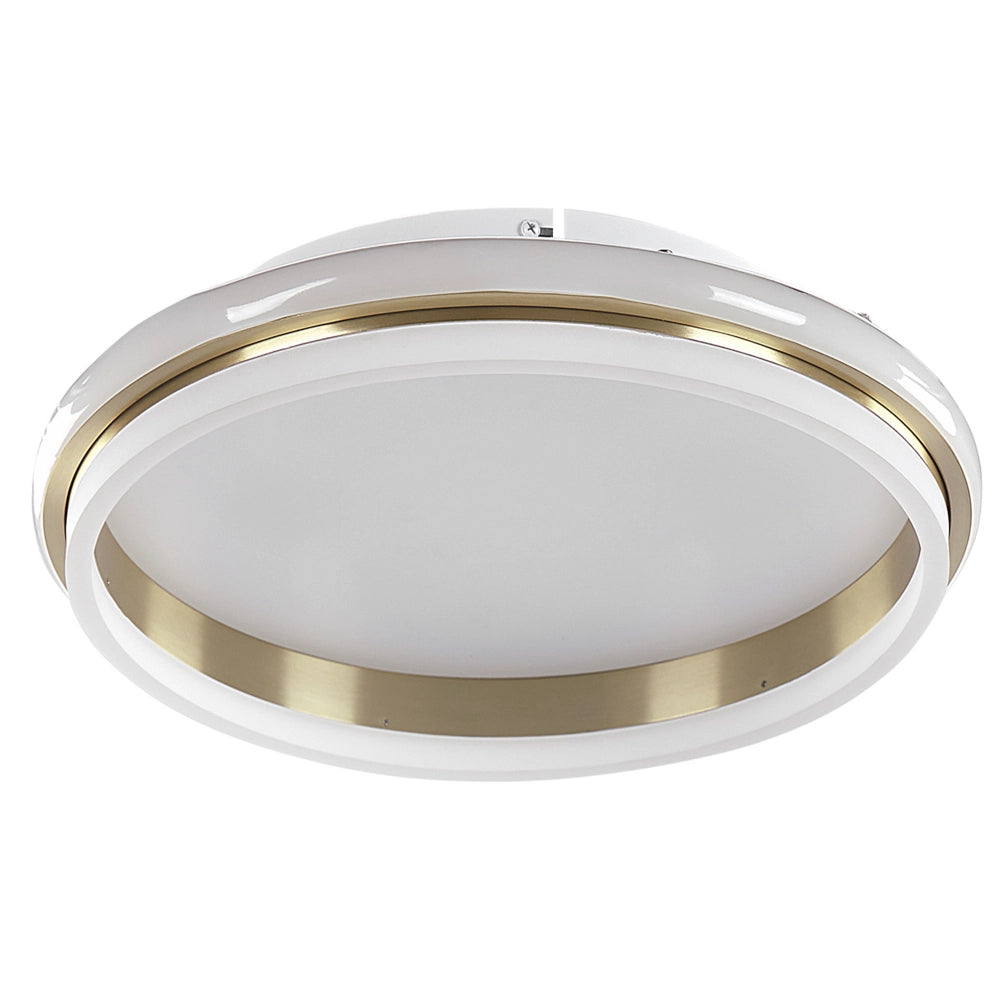 Lampada da soffitto a LED in metallo dorato 42 cm Paralume ad anello in acrilico opale LED Luce bianca calda Illuminazione a filo