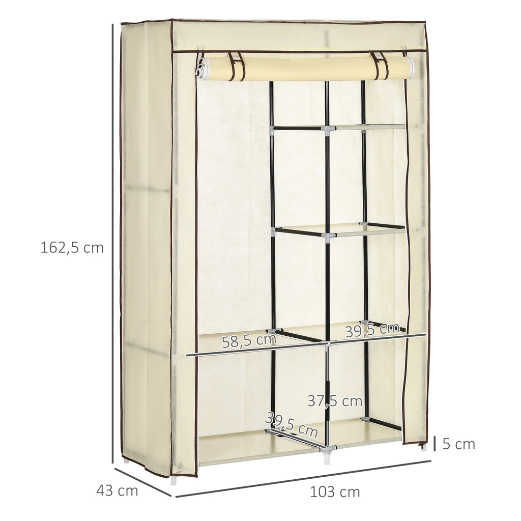 ARMADIO in tessuto 103x43x162,5 cm Bianco crema in acciaio
