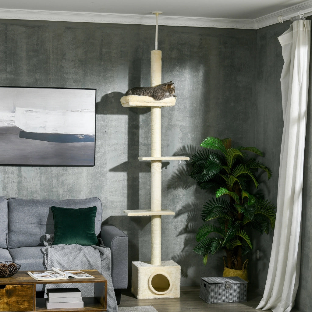Albero tiragraffi per gatti con nicchia ¨C zephmum ¨C naturale 31x44x240cm