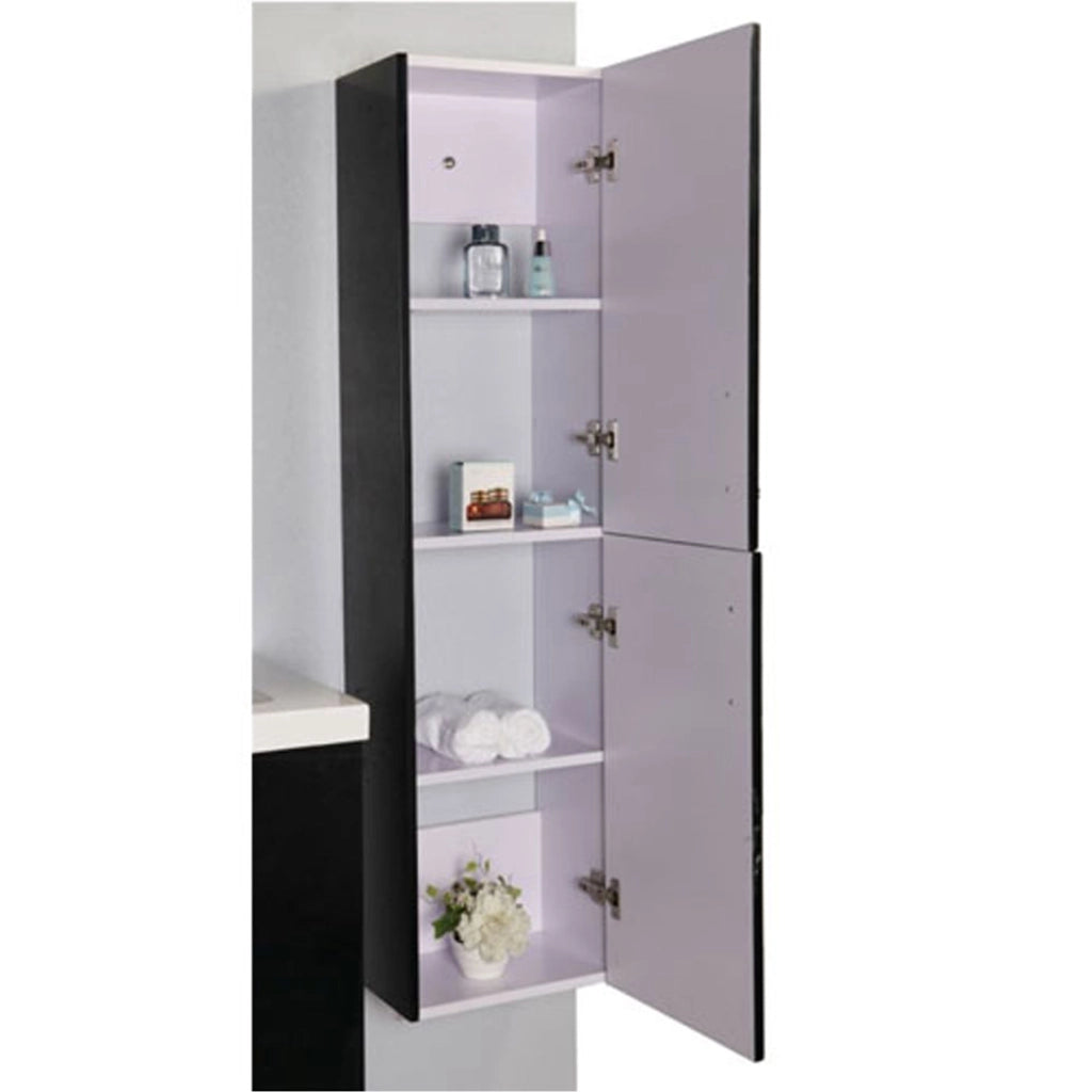 Mobile Bagno Nero 120 cm Colonna e Lavabo Inclusi - Malibù