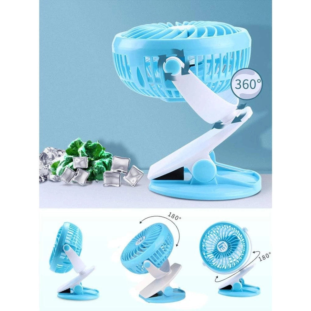 Trade Shop - Ventilatore Orientabile A 4 Pale Stand Con Pinza A Clip Rotazione A 360 Gradi -