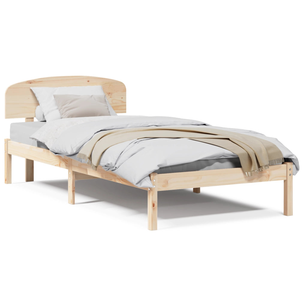 Struttura Letto con Testiera 90x190 cm in Legno Massello di Pino