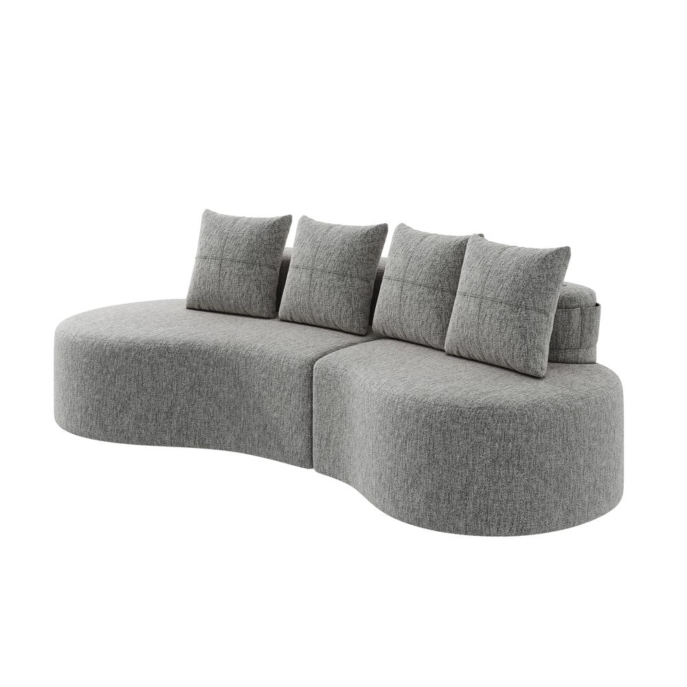 Divano 4 posti con cuscini ¨C Minimal ¨C Tessuto grigio chiaro imbottito morbido