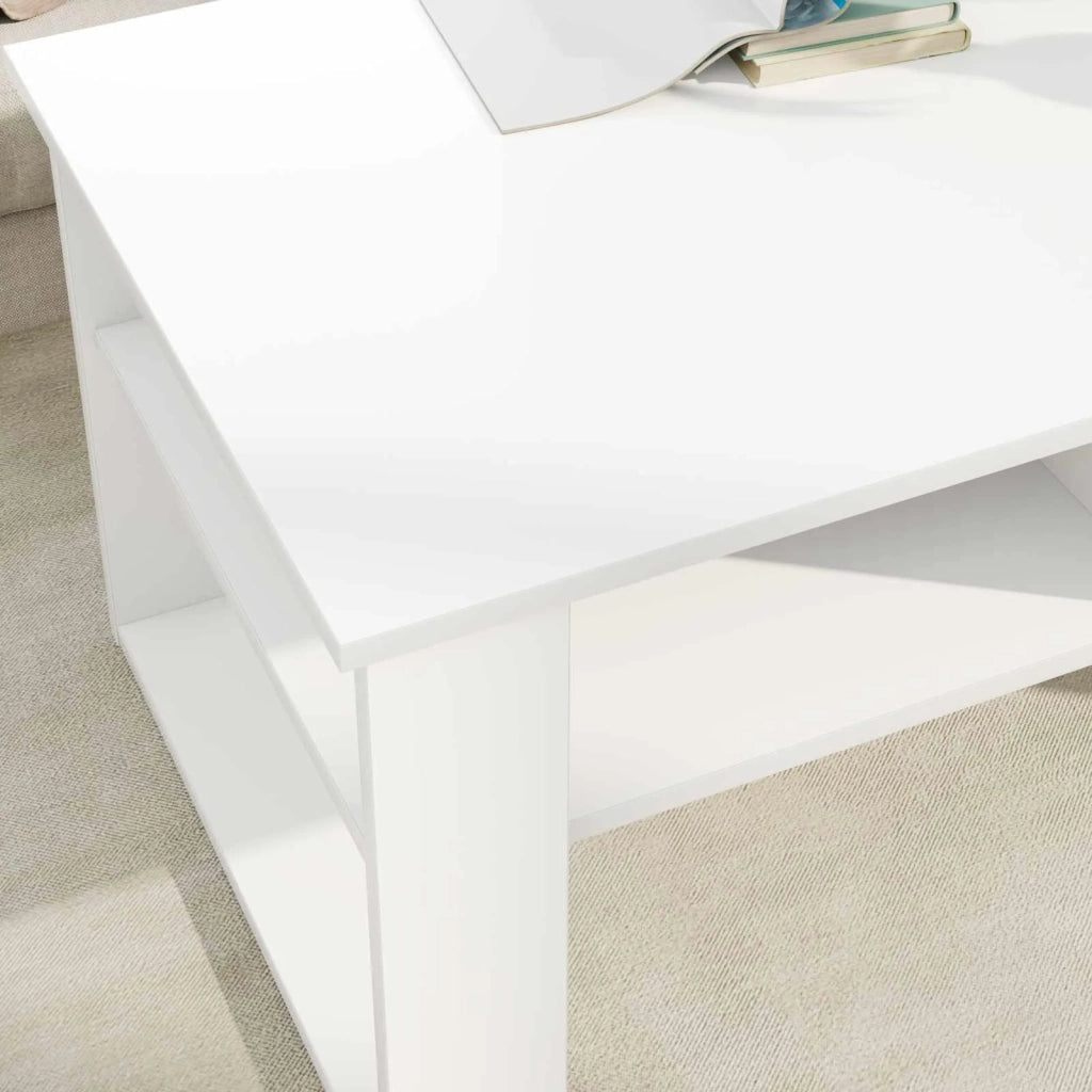 Tavolino da salotto | Tavolino da caff¨¨ | Tavolino da Soggiorno Bianco 96 x 54 x 44 cm Legno multistrato