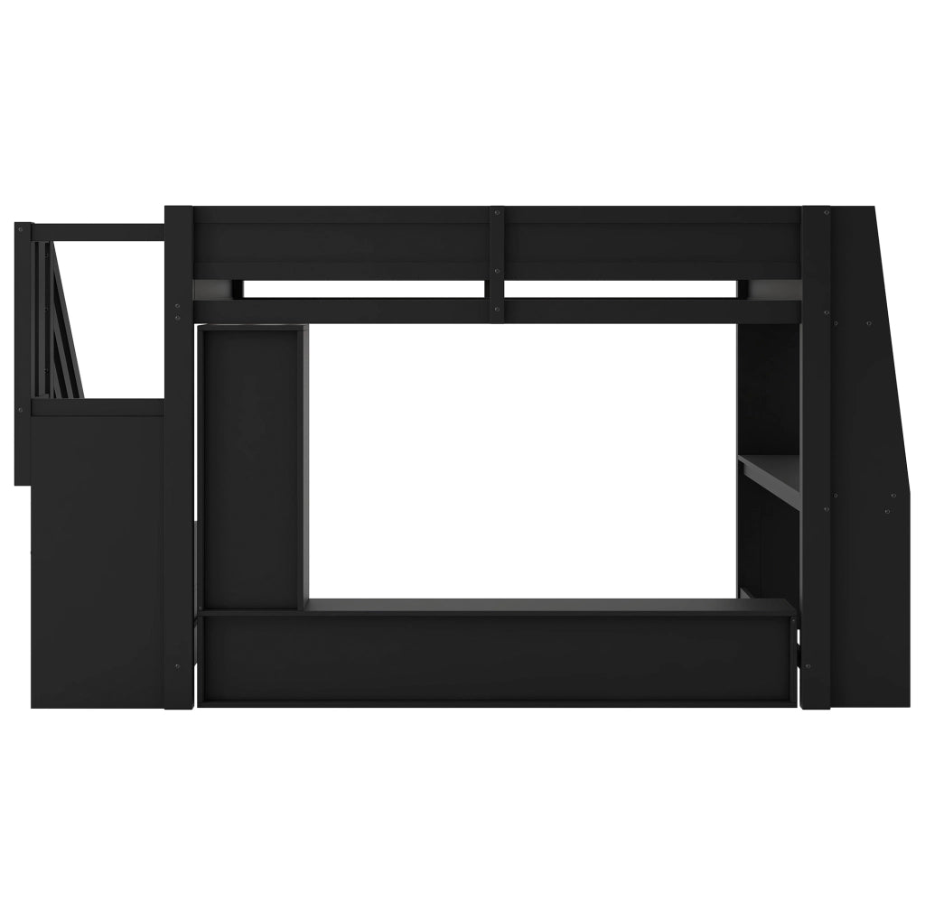 Letto a soppalco 140x200 con scrivania, scala contenitore e LED