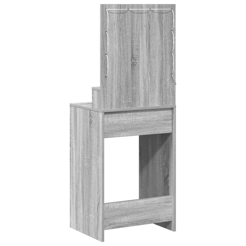 Tavolo da Toeletta con Luci LED in Grigio Sonoma - 50x41x135 cm
