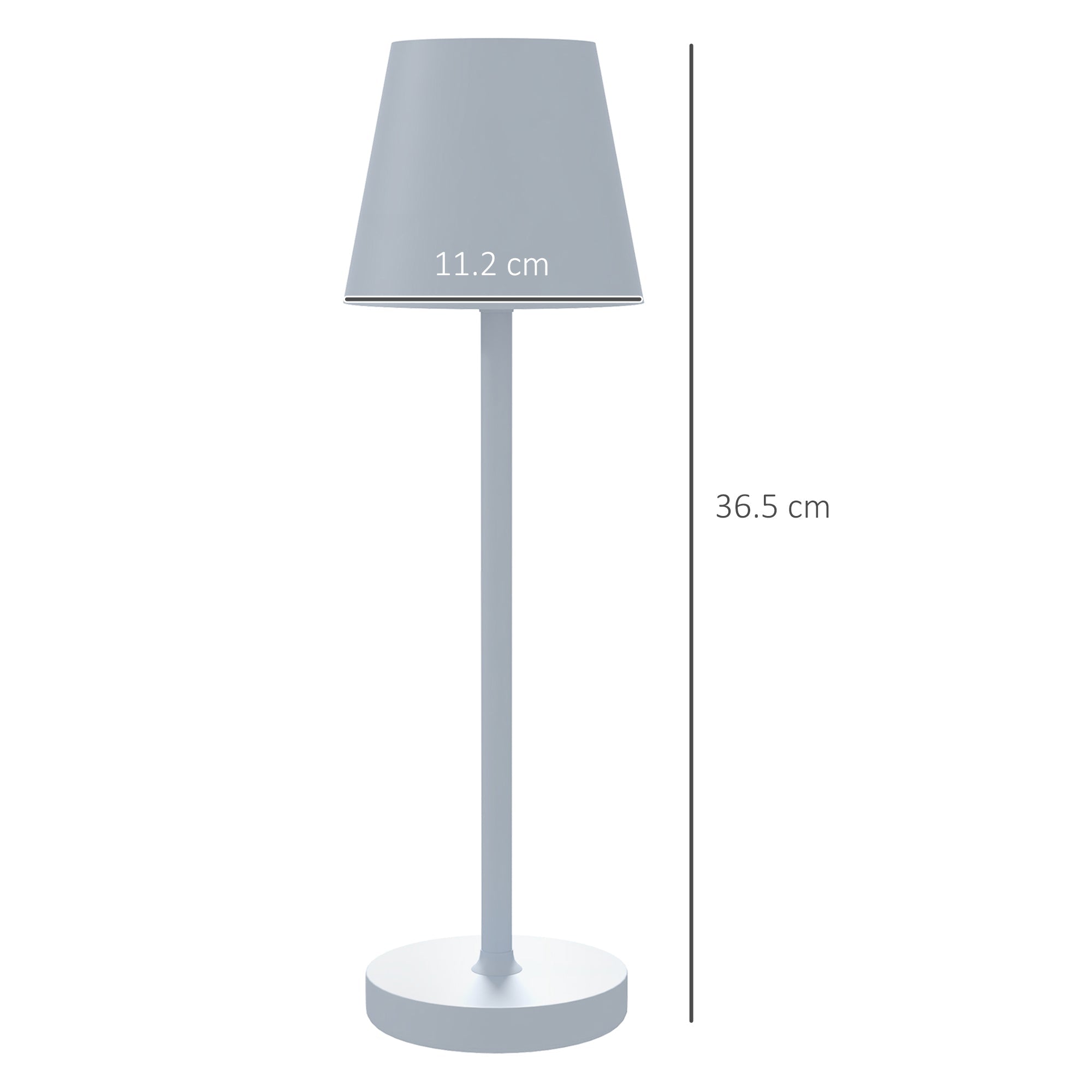 Lampada da Tavolo Portatile Ø11,2x36,5 cm in Acrilico e Metallo Grigio