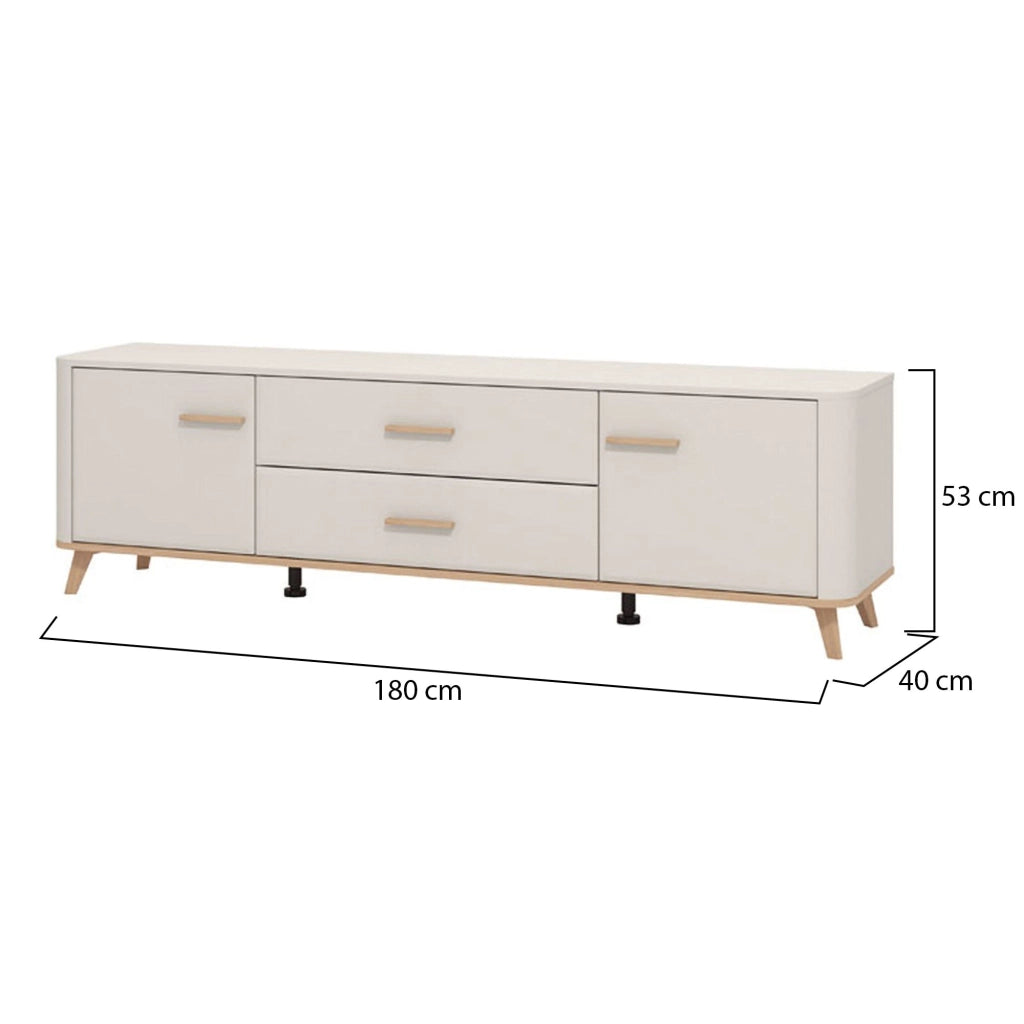 Gosaldo, Mobile Porta tv 2 Cassetti, 179.5x40x52.5h cm Beige