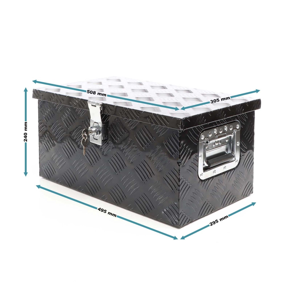 Cassetta portattrezzi in alluminio 50,8x30,5x24cm, nero, con chiave