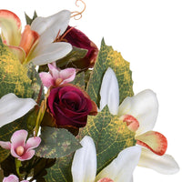 Set 2 Bouquet Artificiale di Orchidee e Rose Altezza 38 cm Marrone/Ciliegia/Bordeaux