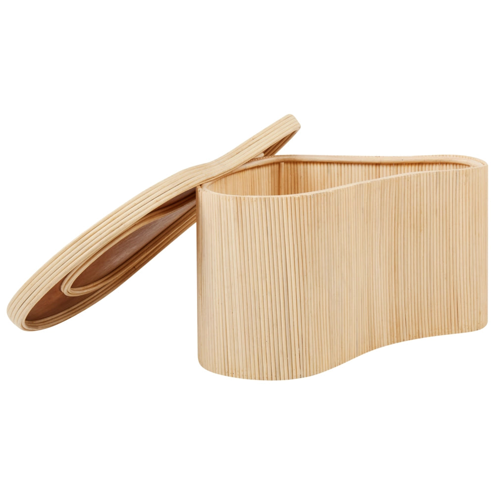 Set di 2 tavolini portaoggetti in rattan naturale con piano d'appoggio in stile Boho