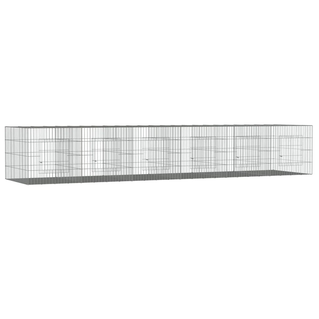 Gabbia per conigli con 6 pannelli 327 x 79 x 54 cm ferro zincato argento 02_0041693