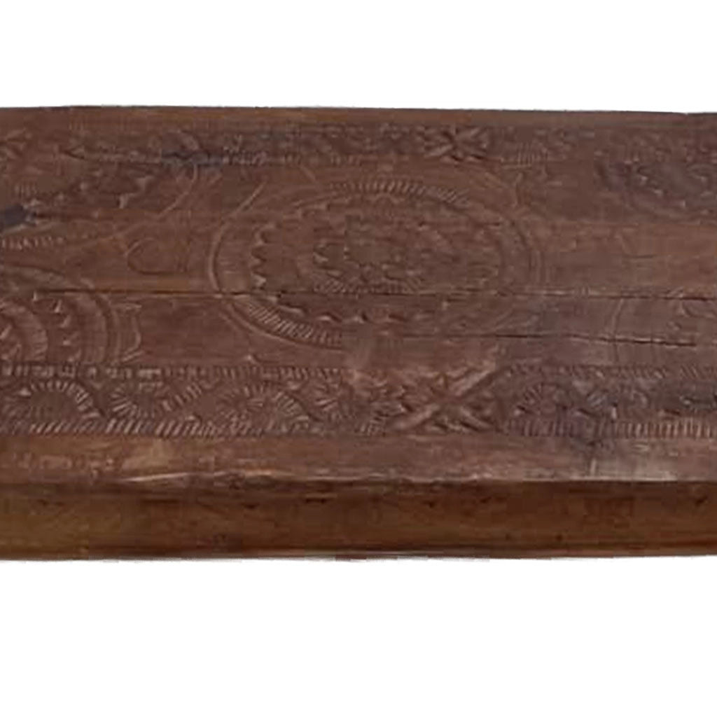 Tavolino in legno artigianale marrone 148x82x37h cm